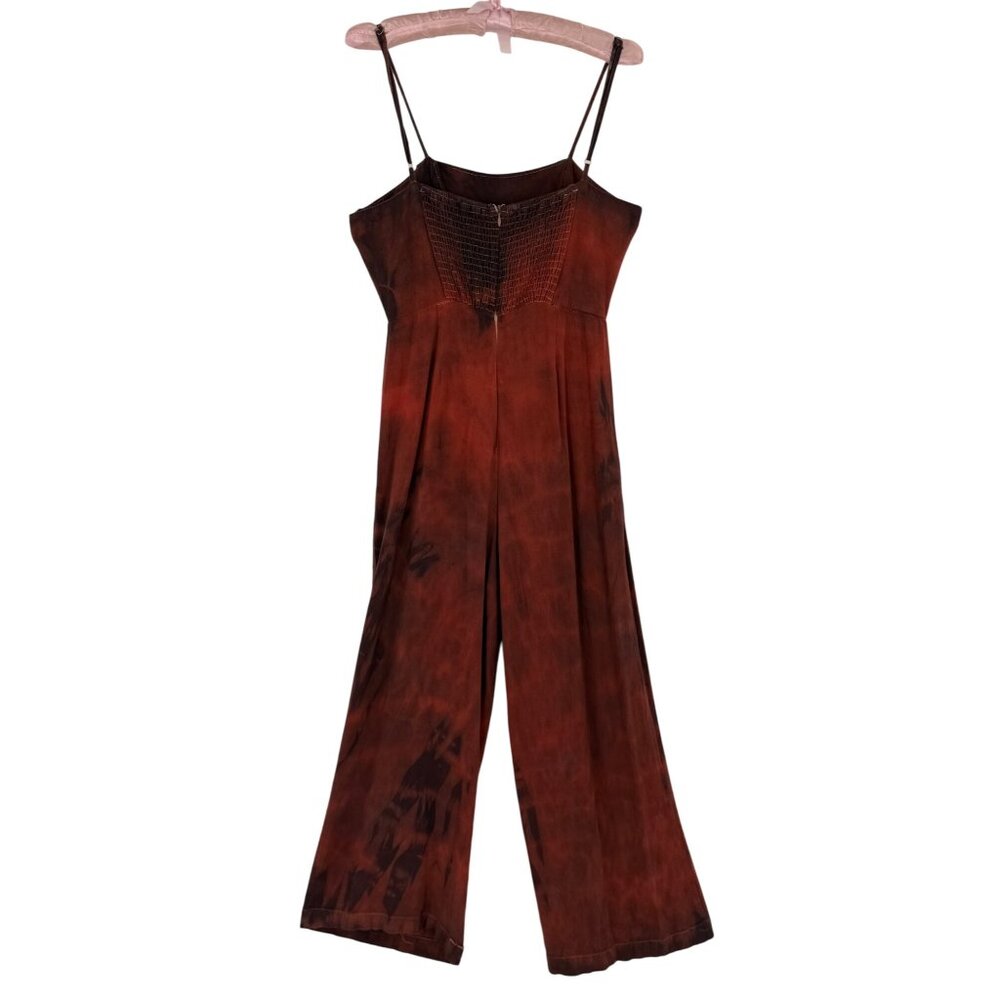 Vtg Forever 21 Custom Tie Dye Wide-Leg Linen Jumpsuit | Boho Hippie Y2K Coastal - Picture 9 of 16
